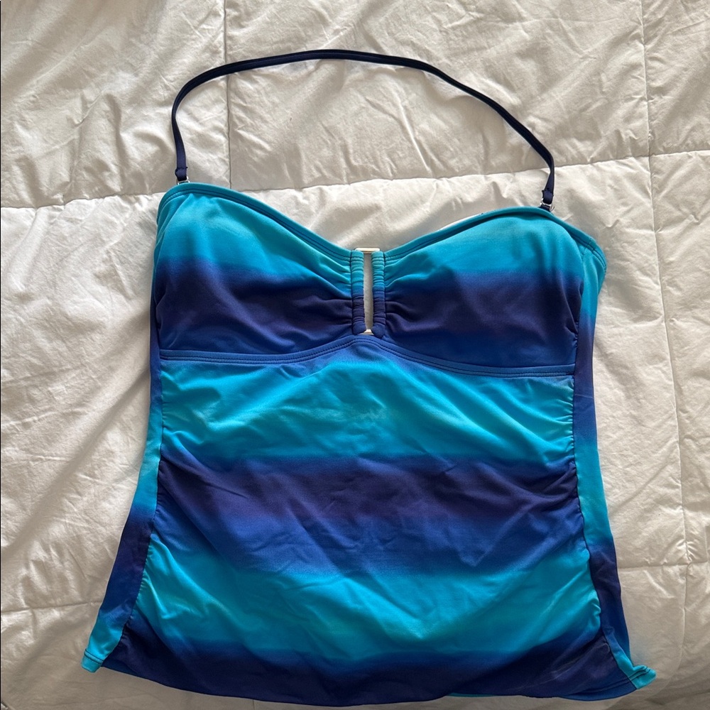 Liz Claiborne Blue and White Swim Top